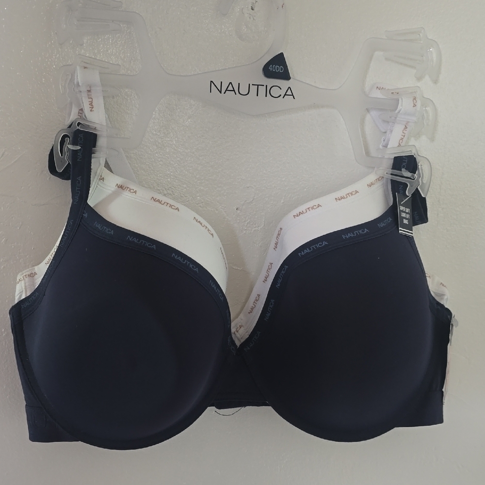 Nautica Navy White 40DD Smooth Molded Underwire Bra 2 Pack NWT